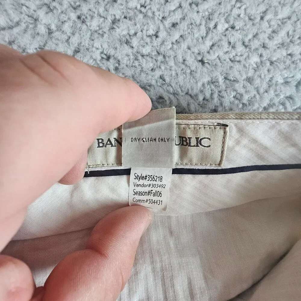 Banana Republic Pants Mens 36x31* Beige Linen Cotton Flat Front Lined Casual